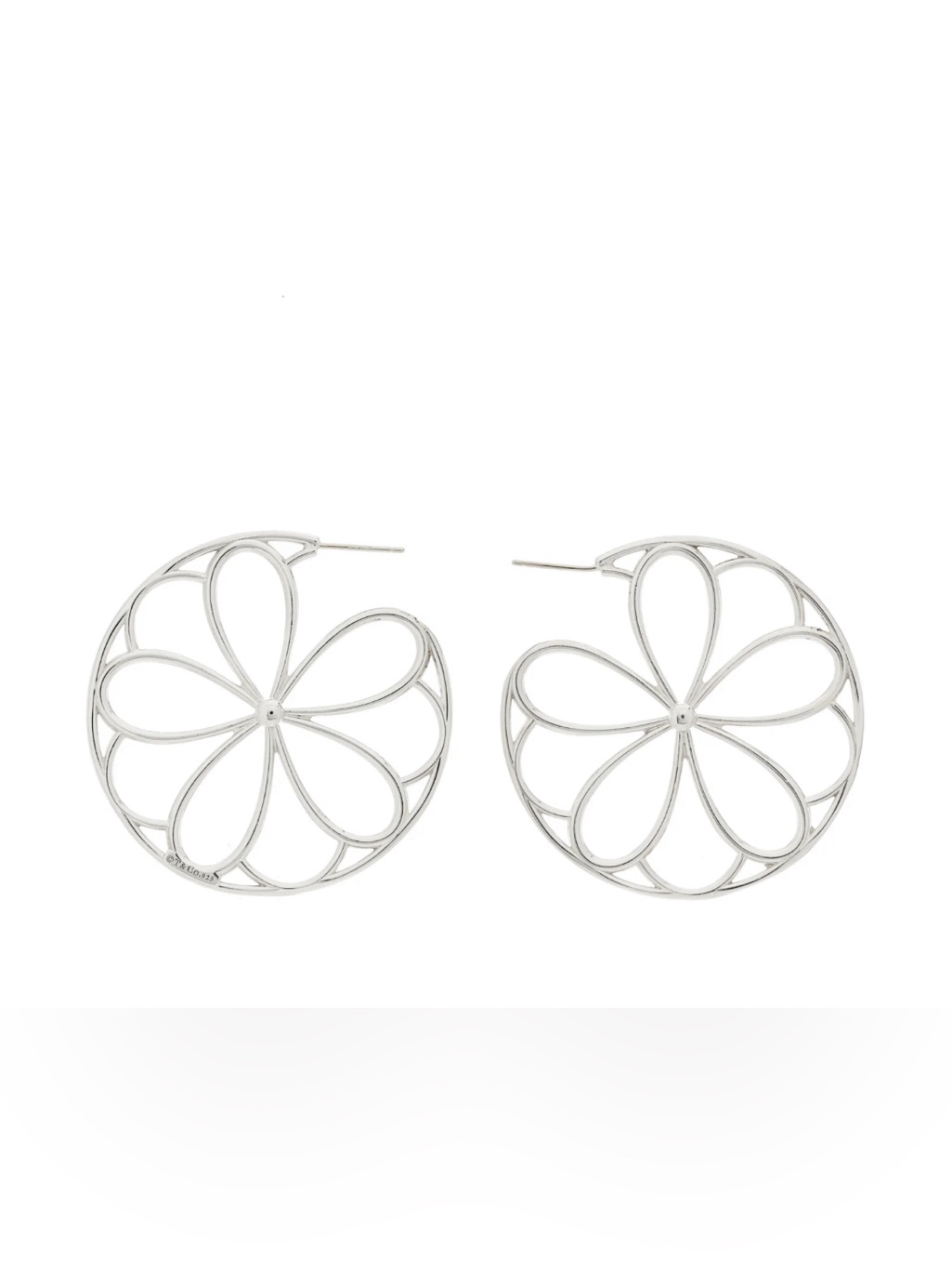 Tiffany & Co Daisy Flower Large Hoop Earrings Sterling Silver